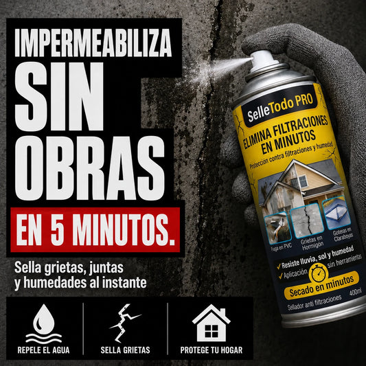 Spray SelleTodo, sella goteras y grietas en minutos con una aplicación rápida y efectiva