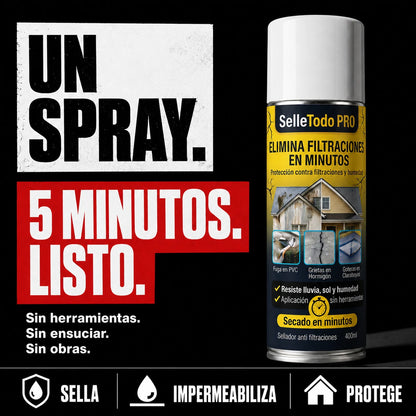 Spray SelleTodo, sella goteras y grietas en minutos con una aplicación rápida y efectiva